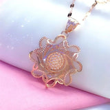 14K Rose Sunflower Pendant Choker Necklace Charm Jewelry
