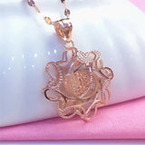 14K Rose Sunflower Pendant Choker Necklace Charm Jewelry