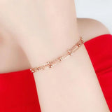 Purple 14K Rose Three Layer Chain Beads Bracelets for Women