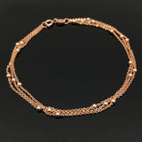Purple 14K Rose Three Layer Chain Beads Bracelets for Women