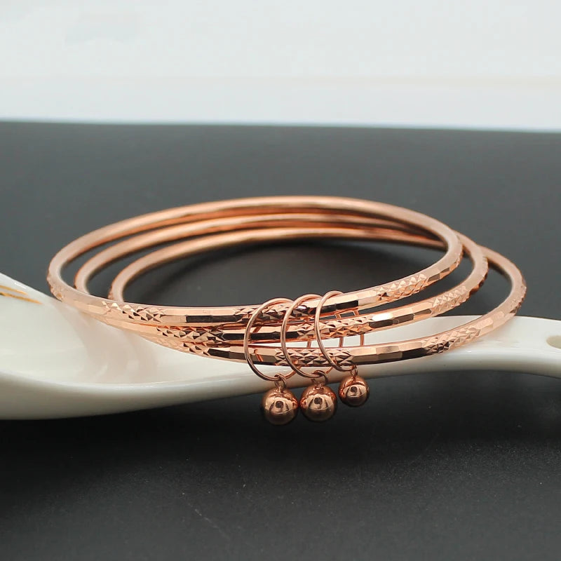 14K Rose Three Layer Ball Pendant Bracelet for Women