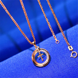 Rose Vintage Crystal Pendant Necklace for Women Classic Jewelry