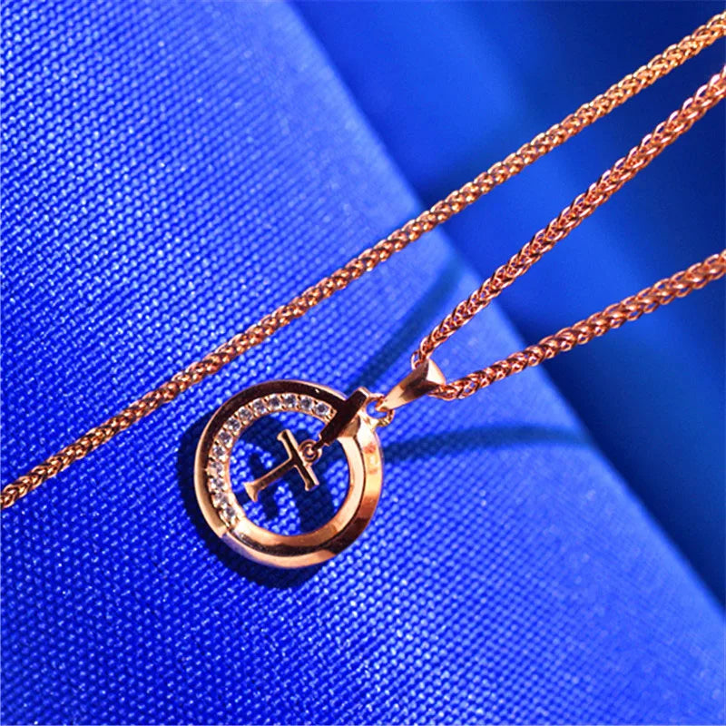 Rose Vintage Crystal Pendant Necklace for Women Classic Jewelry