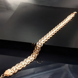 14K Rose Gold Plated Wide Chain Bracelet for Women
