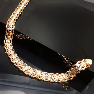 14K Rose Gold Plated Wide Chain Bracelet for Women