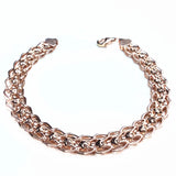 14K Rose Gold Plated Wide Chain Bracelet for Women