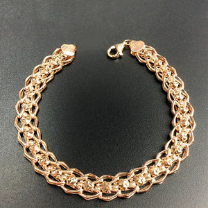 14K Rose Wide Classic Chain Bracelet Wedding Jewelry