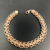 14K Rose Wide Classic Chain Bracelet Wedding Jewelry
