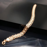 14K Rose Gold Plated Wide Chain Bracelet for Women