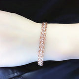 14K Rose Wide Classic Chain Bracelet for Women - Light Wedding Jewelry