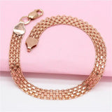 Purple Plated 14K Rose Wide Lace Chains Bracelets For Women