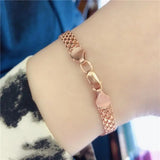 Purple Plated 14K Rose Wide Lace Chains Bracelets For Women