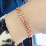 Purple Plated 14K Rose Wide Lace Chains Bracelets For Women