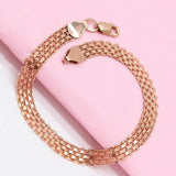 Purple Plated 14K Rose Wide Lace Chains Bracelets For Women