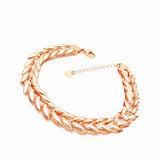 14K Rose Gold Plated Purple Wide Wheat Ear Chain Bracelet for Women