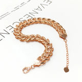 14K Rose Gold Plated Purple Wide Wheat Ear Chain Bracelet for Women