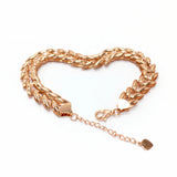 14K Rose Gold Plated Purple Wide Wheat Ear Chain Bracelet for Women