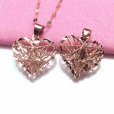 14K Rose Gold Plated Heart Necklace Romantic Couple Jewelry
