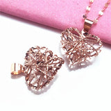 14K Rose Gold Plated Heart Necklace Romantic Couple Jewelry