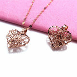 14K Rose Gold Plated Heart Necklace Romantic Couple Jewelry
