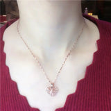 14K Rose Gold Plated Heart Necklace Romantic Couple Jewelry