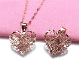 14K Rose Gold Plated Heart Necklace Romantic Couple Jewelry