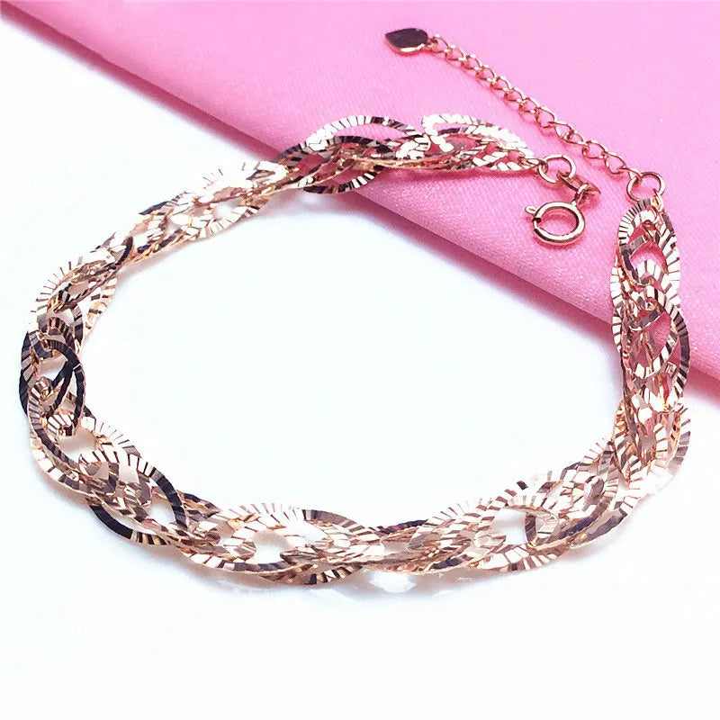 Purple Plated 14K Rose Geometry Bracelet for Women