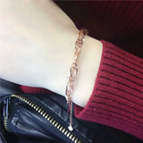 14K Rose Gold Sparkling Geometry Bracelet for Women