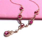 14K Rose Gold Ruby Pendant Necklace Wedding Jewelry Gift