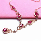 14K Rose Gold Ruby Pendant Necklace Wedding Jewelry Gift