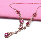 14K Rose Gold Ruby Pendant Necklace Wedding Jewelry Gift