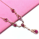 14K Rose Gold Water Drop Ruby Pendant Necklace