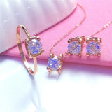14k Rose Gold Four Prong Purple Gemstone Earrings