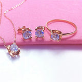 14k Rose Gold Four Prong Purple Gemstone Earrings