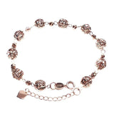 14k Rose Hollow Out Round Beads Bracelets for Women Charm Jewelry