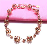 14k Rose Hollow Out Round Beads Bracelets for Women Charm Jewelry