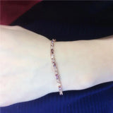 14k Rose Gold Plated Ruby Geometric Bracelet for Women