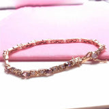 14k Rose Gold Plated Ruby Geometric Bracelet for Women