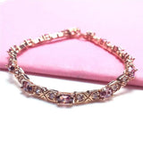 14k Rose Gold Plated Ruby Geometric Bracelet for Women