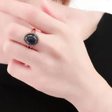 Adjustable 14k Rose Gold Plated Purple Pearl Oval Ring for Women
