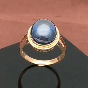 Adjustable 14k Rose Gold Plated Purple Pearl Oval Ring for Women