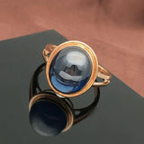 Adjustable 14k Rose Gold Plated Purple Pearl Oval Ring for Women