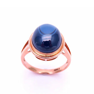 Unique 14k Rose Gold Inlaid Pearl Oval Ring for Women