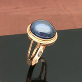 Unique 14k Rose Gold Inlaid Pearl Oval Ring for Women
