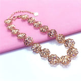 14k Rose Gold Plated Purple Sunflower Bracelet for Women