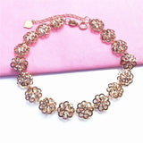 14k Rose Gold Plated Purple Sunflower Bracelet for Women