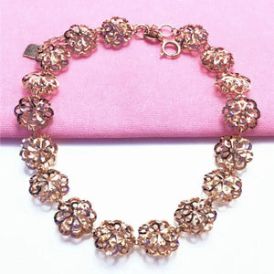 14k Rose Gold Plated Purple Sunflower Bracelet for Women
