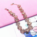 14k Rose Gold Plated Purple Sunflower Bracelet for Women
