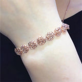 14k Rose Gold Plated Purple Sunflower Bracelet for Women