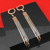 14k Rose Gold Plated Purple Chain Fringe Bead Drop Earrings